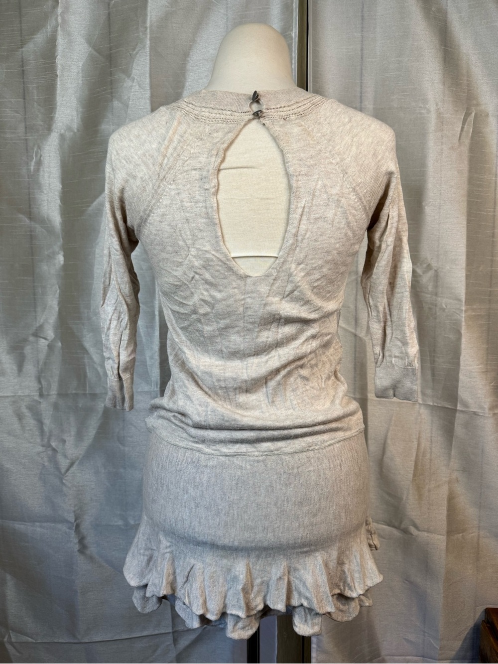 Free People Neutral Beige Open-Knit V-Neck Sweater - Picture 3 of 13